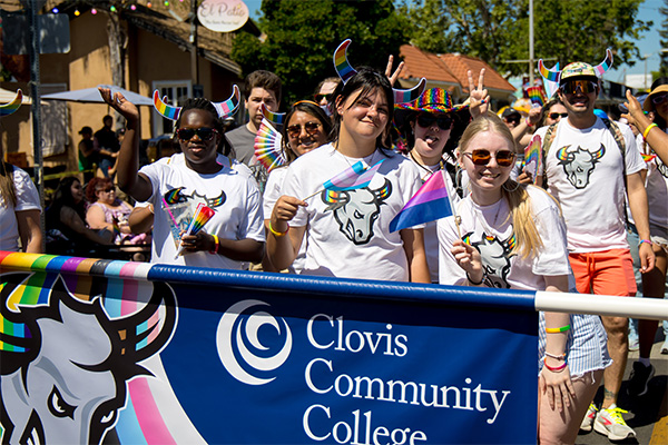 students at the pride parade