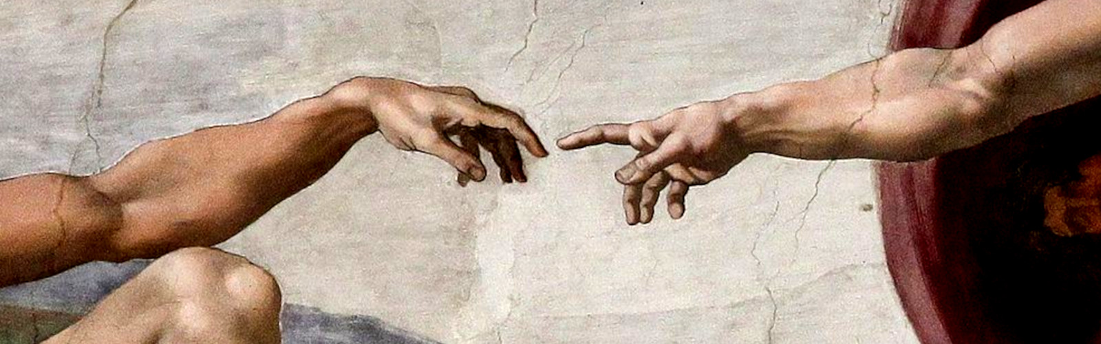 Painting of Adam and God by Michelangelo