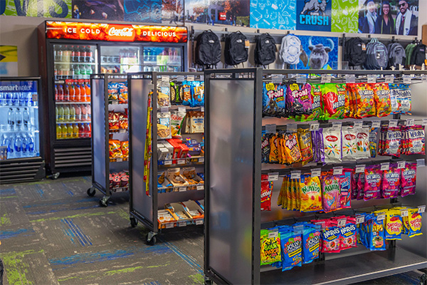 Snacks and drinks in the bookstore