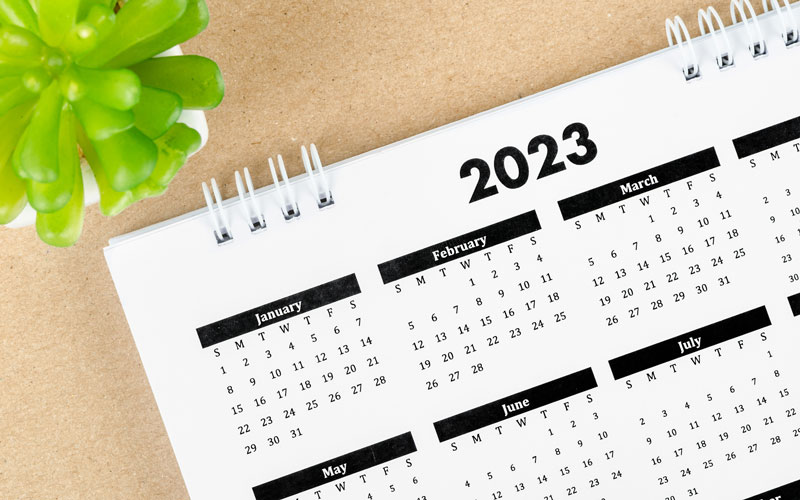 Calendar with 2023 dates