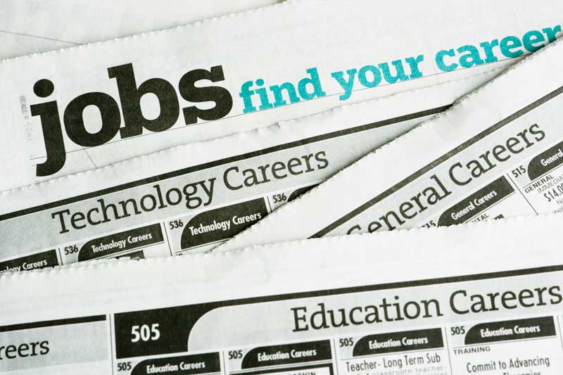 Newspaper with text: Find your career