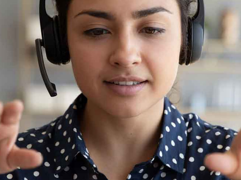 a female student on a virtual conference call