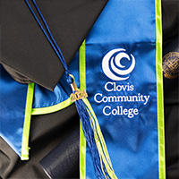 Clovis Community College stole and cap