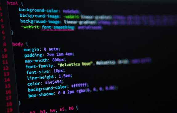 Close up of a computer screen with CSS code