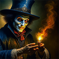 An AI generated image of an evil magician