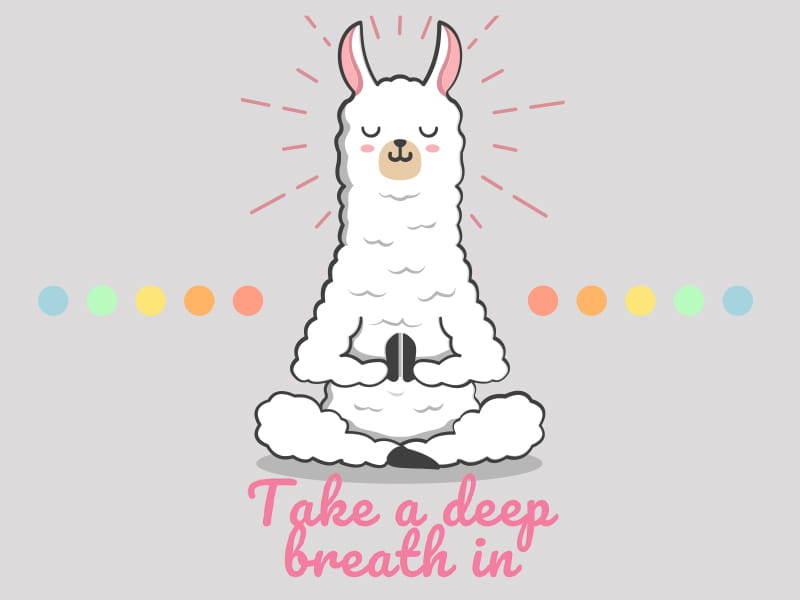 cartoon illustration of a llama doing a yoga pose