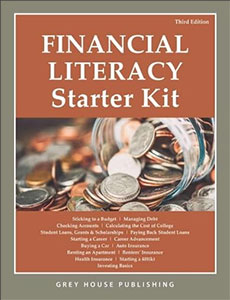 Financial Literacy Starter Kit book cover featuring the title and various financial topics.