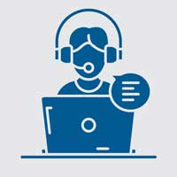 graphic of counselor with headphones on online call